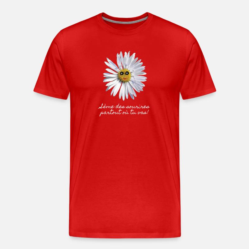 Smiling Daisy - Men's Premium Organic T-Shirt - red