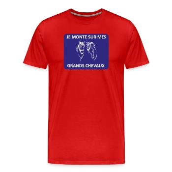 Get on his high horse - Men's Premium Organic T-Shirt - red - Front - Damien (186cm)