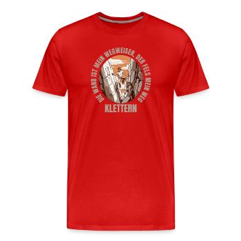 Die Wand ist mein Wegweiser, der Fels mein Weg - Männer Premium Bio T-Shirt - Rot - Vorne - Damien (186cm)