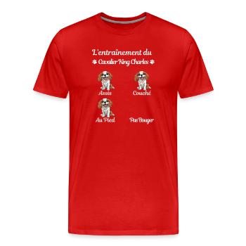 Carte humoristique pour l'éducation canine - T-shirt bio Premium Homme - rouge - Devant - Damien (186cm)