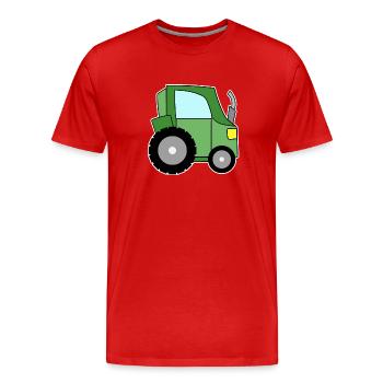 Tracteur vert - T-shirt bio Premium Homme - rouge - Devant - Damien (186cm)