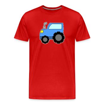 Tractor Blue - Men's Premium Organic T-Shirt - red - Front - Damien (186cm)
