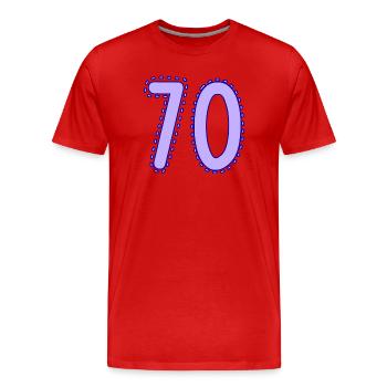 70. 70 YEARS. 70th ANNIVERSARY. 70 YEARS ANNIVERSARY. - Men's Premium Organic T-Shirt - red - Front - Damien (186cm)