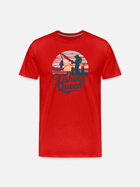 Fishing Queen - Sunset Silhouette - Men's Premium Organic T-Shirt - red