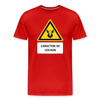 Pig character - Men's Premium Organic T-Shirt - red - Front - Damien (186cm)