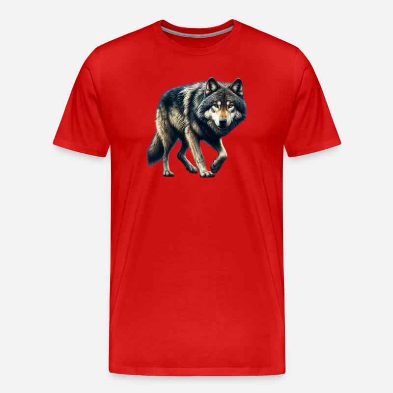 Wolf - Männer Premium Bio T-Shirt - Rot