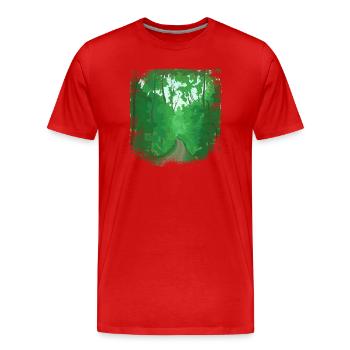 Waldweg mit ausgefranstem Rand - Männer Premium Bio T-Shirt - Rot - Vorne - Damien (186cm)