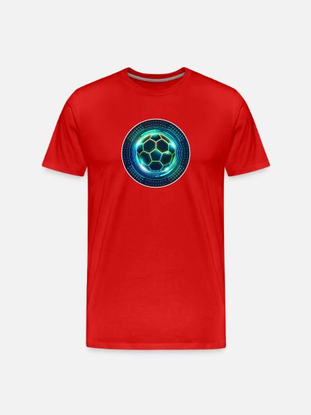 Neon Football Tech Emblem - Men's Premium Organic T-Shirt - red