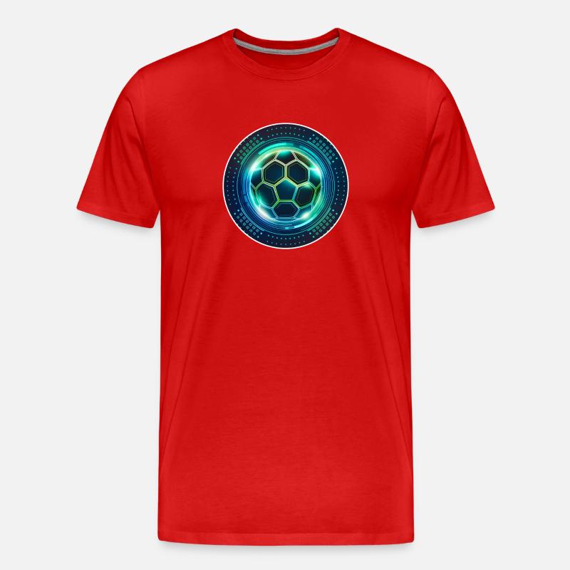 Neon Fußball Tech Emblem - Männer Premium Bio T-Shirt - Rot