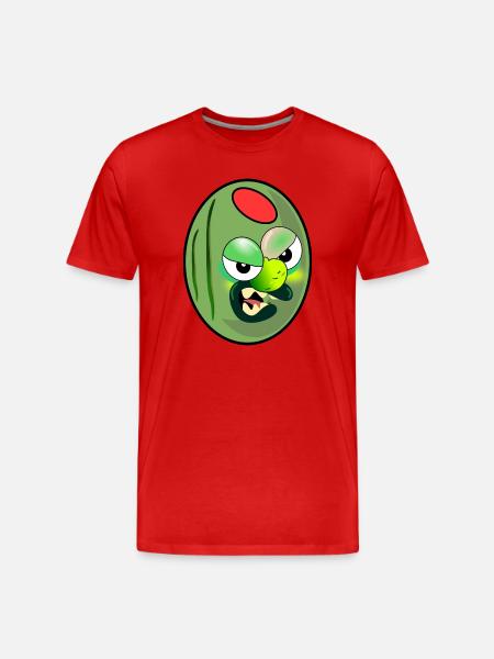 GREEN OLIVES CARTOON PEPPERS - Men's Premium Organic T-Shirt - red