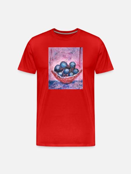 Blueberrys on pastel background - Men's Premium Organic T-Shirt - red