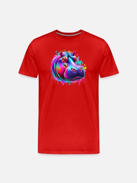 Nilpferd - Männer Premium Bio T-Shirt - Rot