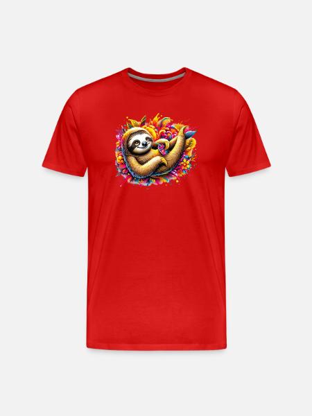 Sloth - Men's Premium Organic T-Shirt - red