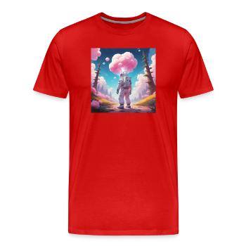 Astronaut on dream planet - Men's Premium Organic T-Shirt - red - Front - Damien (186cm)