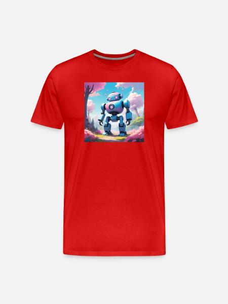 Robot on dream planet - Men's Premium Organic T-Shirt - red