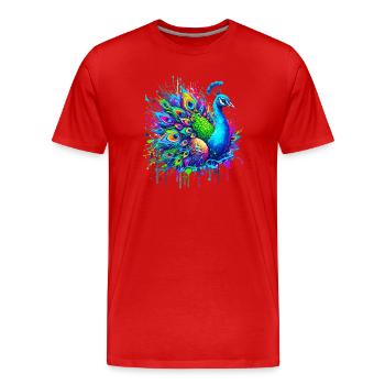 Peacock - Men's Premium Organic T-Shirt - red - Front - Damien (186cm)