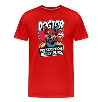 Prescription Pop Art Dogtor : Belly Crawl ! - T-shirt bio Premium Homme - rouge - Devant - Damien (186cm)