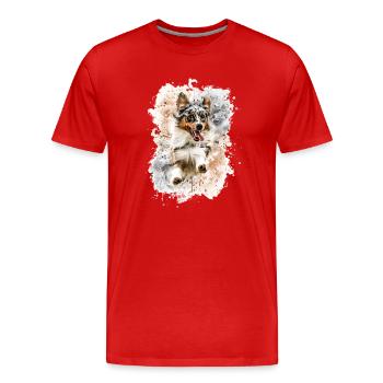 Austrailen Shepherd Hund mit Freude - Männer Premium Bio T-Shirt - Rot - Vorne - Damien (186cm)
