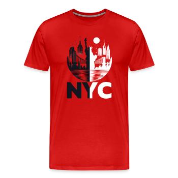 NYC Skyline: Die Stadt, die niemals schläft, New York - Männer Premium Bio T-Shirt - Rot - Vorne - Damien (186cm)