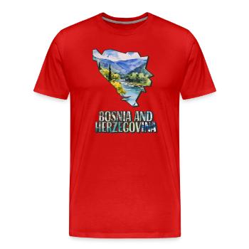 Aquarell Landkarte Bosnien und Herzegowina - Männer Premium Bio T-Shirt - Rot - Vorne - Damien (186cm)