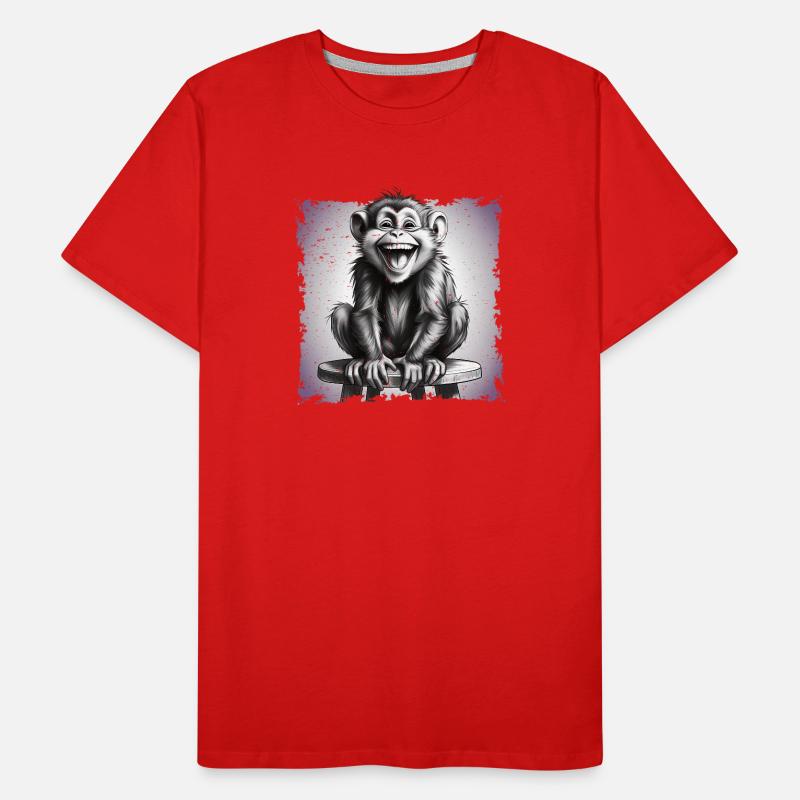Affe lachend sitzt auf Hocker Männer Premium Bio T-Shirt