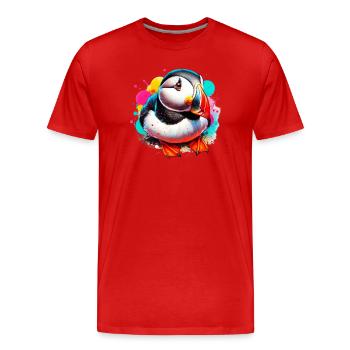 Papageitaucher - Männer Premium Bio T-Shirt - Rot - Vorne - Damien (186cm)