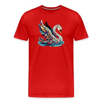 Cygne - T-shirt bio Premium Homme - rouge - Devant - Damien (186cm)