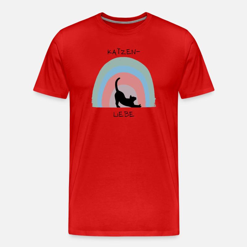 Katzenliebe - Männer Premium Bio T-Shirt - Rot
