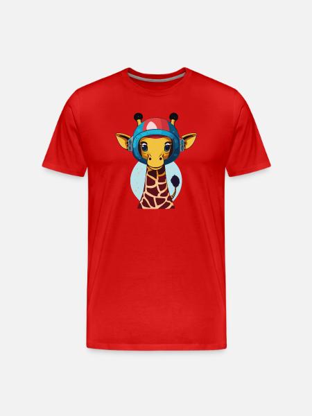 Space Giraffe with Helmet - Men's Premium Organic T-Shirt - red