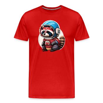 Spaceman raton laveur avec smartphone - T-shirt bio Premium Homme - rouge - Devant - Damien (186cm)