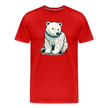 Ours blanc - T-shirt bio Premium Homme - rouge - Devant - Damien (186cm)