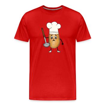 Pomme de terre Cuisiniers Cuisiniers Cuisinier Louche à soupe - T-shirt bio Premium Homme - rouge - Devant - Damien (186cm)