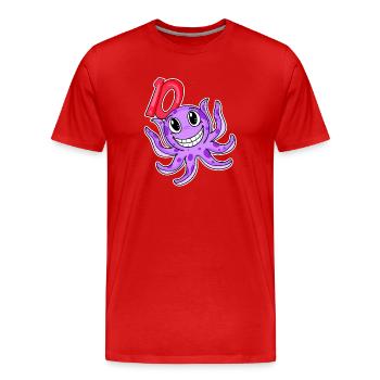 Motif 10e anniversaire Poulpe - Dix ans - T-shirt bio Premium Homme - rouge - Devant - Damien (186cm)
