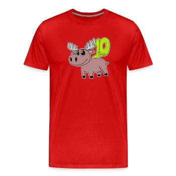 2ème anniversaire motif orignal - dix ans - T-shirt bio Premium Homme - rouge - Devant - Damien (186cm)