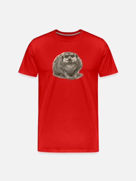 Erdmännchen sitzt im Sand - Männer Premium Bio T-Shirt - Rot