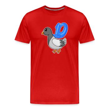 Motif 10ème Anniversaire Colombe - Dix ans - T-shirt bio Premium Homme - rouge - Devant - Damien (186cm)