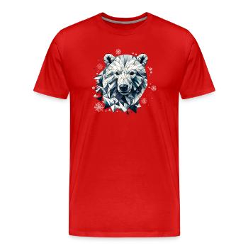 geometrischer Eisbär Kopf- Polygonen Motiv - Männer Premium Bio T-Shirt - Rot - Vorne - Damien (186cm)