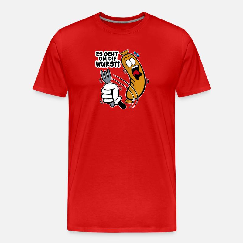 Es geht um die Wurst - Männer Premium Bio T-Shirt - Rot