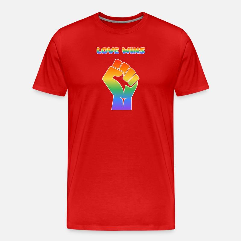 Regenbogenfaust – Liebe gewinnt - Männer Premium Bio T-Shirt - Rot