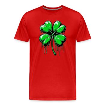 Trèfle à quatre feuilles - T-shirt bio Premium Homme - rouge - Devant - Damien (186cm)