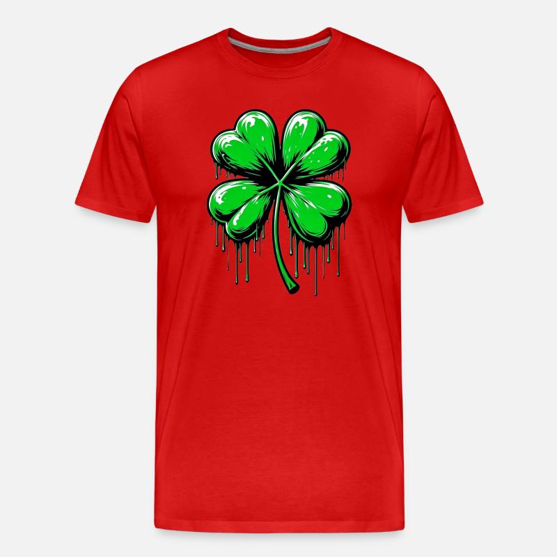 Vierblättriges Kleeblatt - Männer Premium Bio T-Shirt - Rot