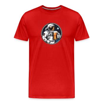 Astronaut with beer in space - Men's Premium Organic T-Shirt - red - Front - Damien (186cm)