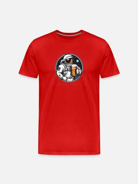 Astronaut with beer in space - Men's Premium Organic T-Shirt - red