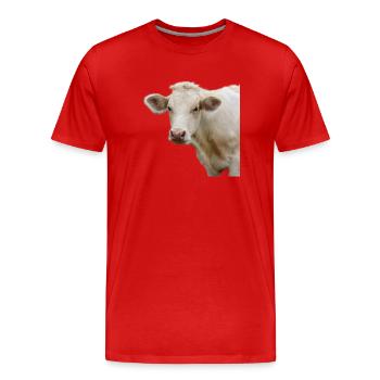 lustige Kuh Kuhkopf Geschenk Bauern - Männer Premium Bio T-Shirt - Rot - Vorne - Damien (186cm)