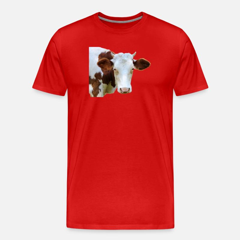 Kuh Kuhkopf - Männer Premium Bio T-Shirt - Rot