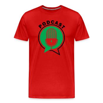 Podcast Mikrofon Sprechblasen - Männer Premium Bio T-Shirt - Rot - Vorne - Damien (186cm)