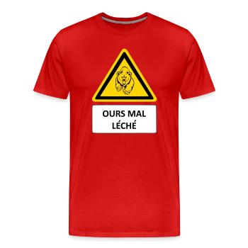 Ours mal léché - T-shirt bio Premium Homme - rouge - Devant - Damien (186cm)