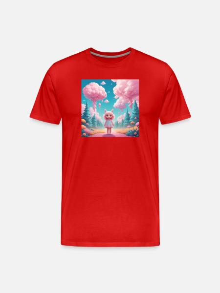 Mädchen im Zuckerwatte-Wald - Männer Premium Bio T-Shirt - Rot
