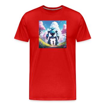 The little girl and her robot - Men's Premium Organic T-Shirt - red - Front - Damien (186cm)