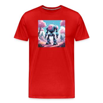 Robot - Männer Premium Bio T-Shirt - Rot - Vorne - Damien (186cm)